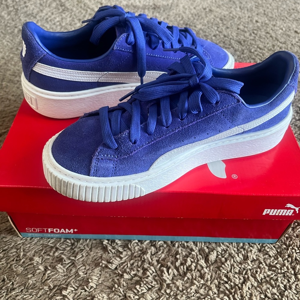 Puma Blue Suede Sneakers